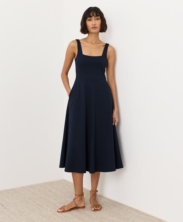 パクト レディース トップス ワンピース コットン Pact Fit & Flare Square Neck Dress Made With Organicottonavy ネイビー|ReVida 店