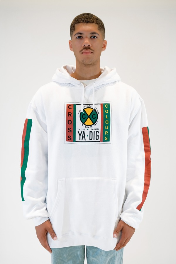 クロスカラーズ メンズ アウター パーカー・スウェット ロゴタイプ Cross Colours Labelogo Side Pocket Hoodie White 白いこと