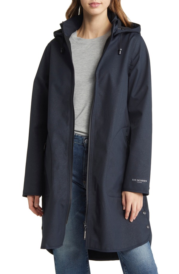 イルセヤコブセン レディース アウター ジャケット・ブルゾン Ilse Jacobsen Hooded Waterepellent Rain Jacket Dark Indigo インディゴ｜ReVida 店