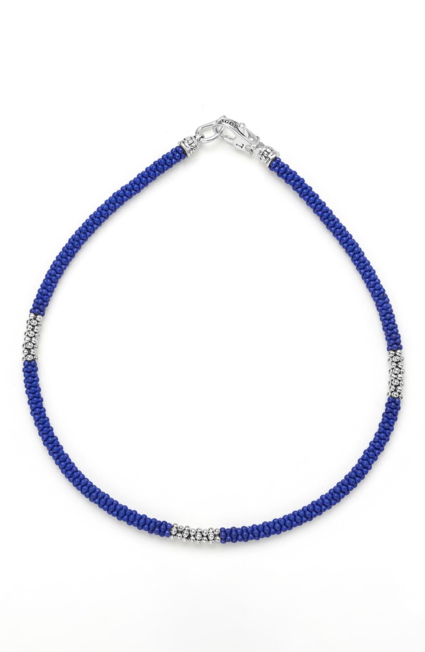 ラゴス メンズ 付属物 ブレスレット・バングル・アンクレット LAGOS Men\u0027s Anthem Ceramic Rope Station Bracelet Silver Blue 青碧