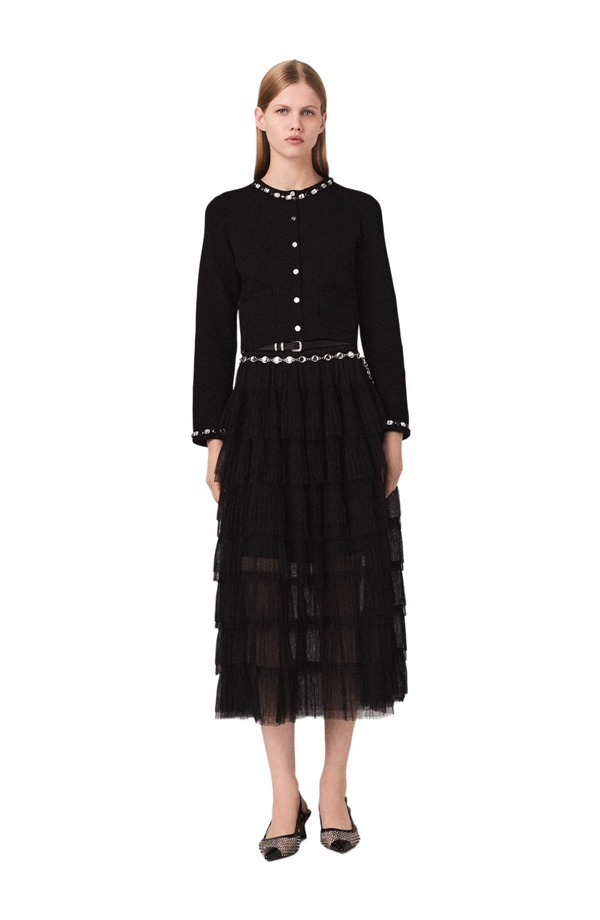 マージュ レディース アウター パーカー・スウェット カーディガン クロップド maje Cropped jewellery detail cardigan Black ブラック