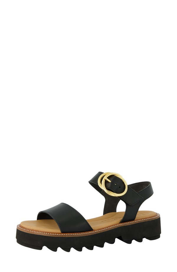 極点・緑であること レディース シューズ 踵 プラットホーム サンダル アンクル Paul Green Darcy Ankle Straplatform Sandal Black Leather 黒いこと