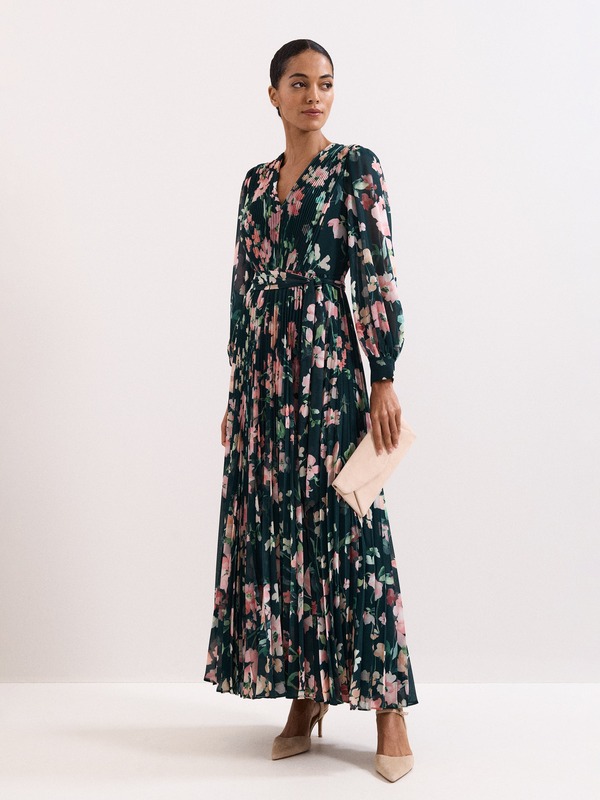 フェイズ・エイト レディース トップス ワンピース Vネック フラワー柄 マキシ フラワー Phaseight Rosa V-Neck Floral Maxi Dress Teal ティール