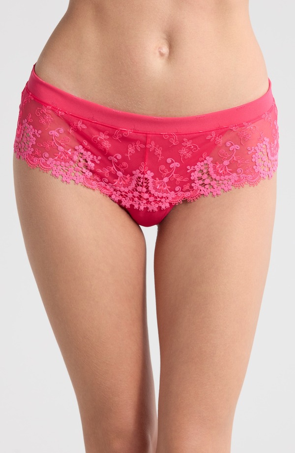 シモーヌペレール レディース アンダー御召しもの ズボン下 刺しゅう Simone Perele Wish Embroidered Boyshorts Fabulous Pink サクラ色