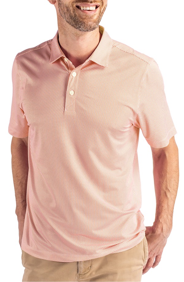 カッターアンドバック メンズ トップス ポロシャツ プリント Cutter & Buck Pike Symmetry Print Recycled Blend Polo White/ College Orange ホワイト