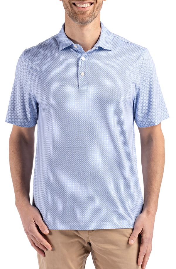 カッターアンドバック メンズ トップス ポロシャツ プリント Cutter & Buck Pike Diamondot Print Polo Tour Blue ブルー
