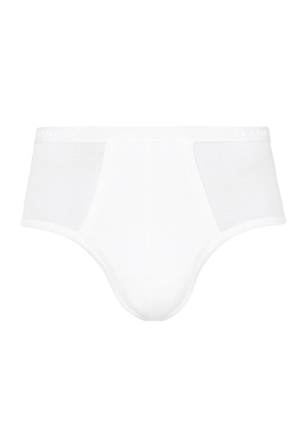 ハンロ メンズ アンダーウェア ブリーフパンツ コットン Hanro Cotton Pure Cotton Full Brief With Fly White ホワイト｜ReVida 店