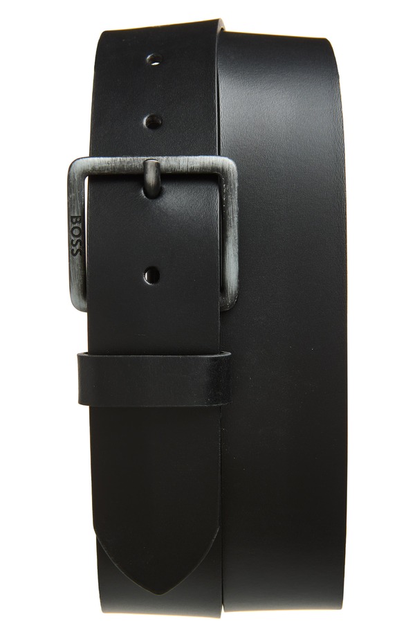 元締め メンズ 付属品 胴締め なめし革 BOSS Jeeko Leather Belt Black 黒いこと