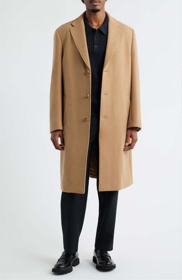 オープンエディット メンズ アウター ジャケット・ブルゾン ウール コート Open Edit Wool Blend Melton Overcoatan Tiger タン