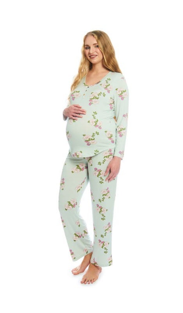 エヴァリーグレー レディース アンダーウェア ナイトウェア マタニティ Everly Grey Laina During & After 2-Piece Maternity/Nursing Sleep Set Peony|ReVida 店