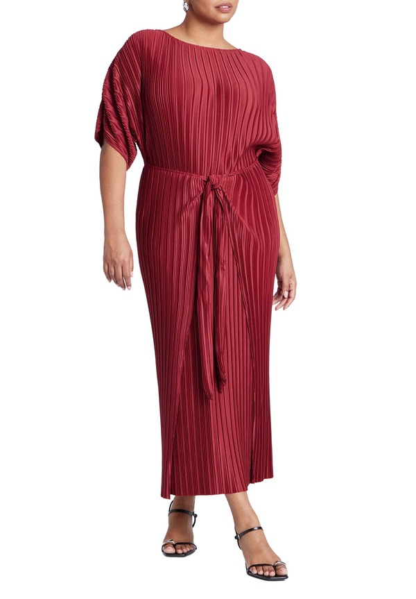 エロクイ レディース トップス ワンピース ドレープ ELOQUII Draped Plisse Dress Rumba Red レッド