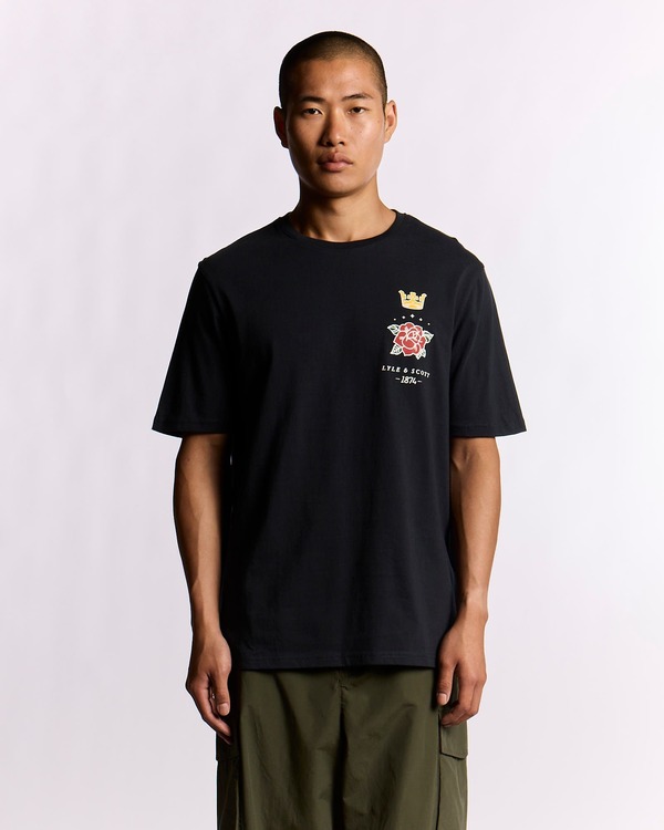 ライルアンドスコット メンズ トップス Tシャツ グラフィック Lyle \u0026 Scott Rose And Crown Graphic T-shirt Dark Navy ネイビー