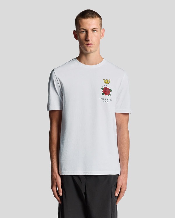 ライルアンドスコット メンズ トップス Tシャツ グラフィック Lyle \u0026 Scott Rose And Crown Graphic T-shirt White ホワイト