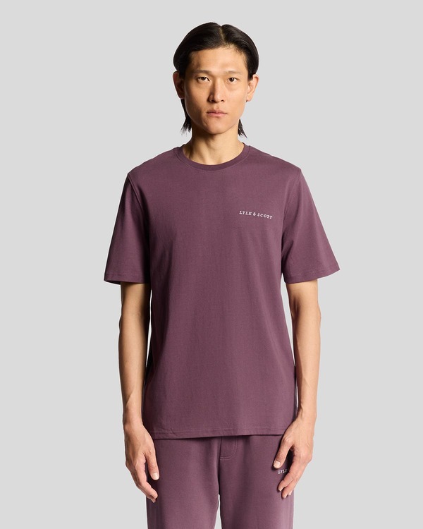 ライルアンドスコット メンズ トップス Tシャツ Lyle \u0026 Scott Script Long Sleeve T-shirt Dusky Maroon マルーン