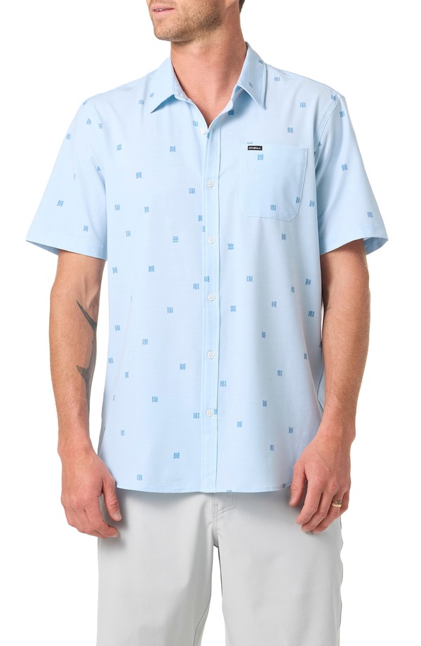 オニール メンズ トップス プルオーバー 伸び伸びする相応う O\u0027Neill Relaxed Fit Short Sleeve Performance Slubutton-Up Shirt Baby Blue 青色 カジュアルシャツ-トップス
