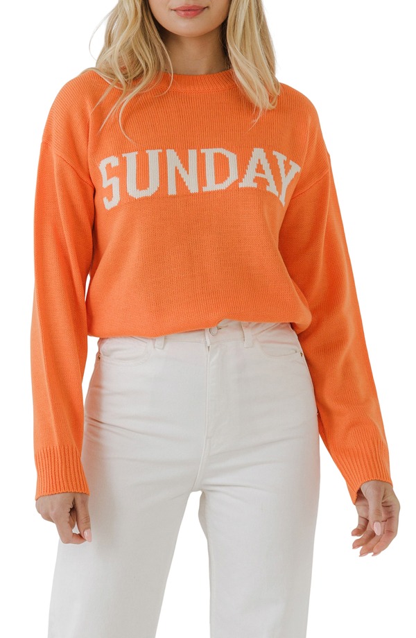 イングリッシュファクトリー レディース アウター パーカー・スウェット セーター English Factory Weekday Motif Sweater Orange オレンジ｜ReVida 店 15,961円