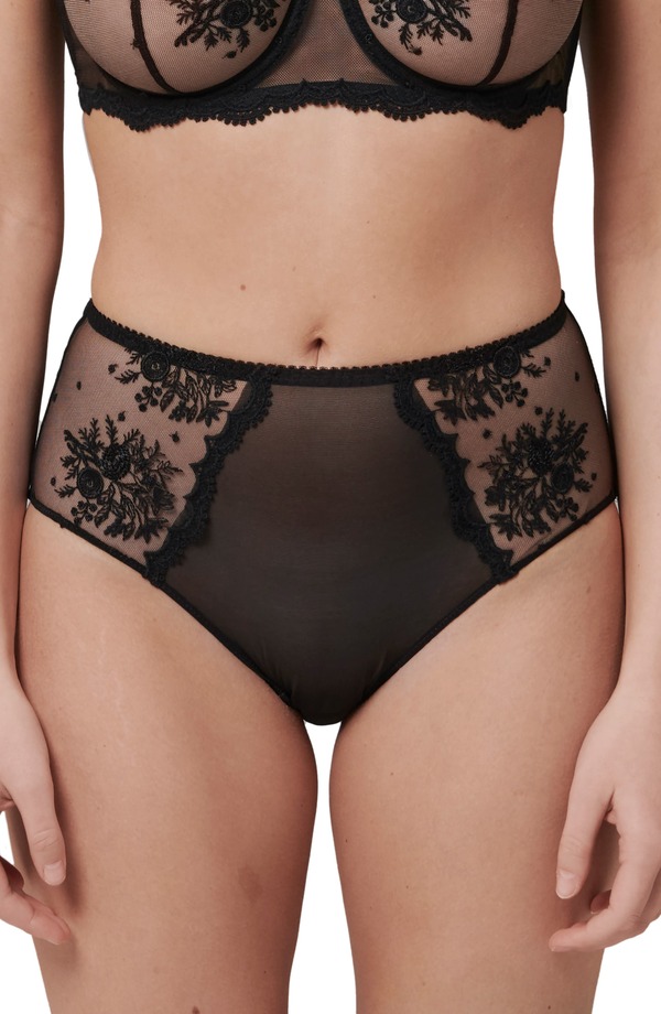 シモーヌペレール レディース アンダーウェア パンツ フラワー柄 刺繍 フラワー Simone Perele Intrigue Floral Embroidered Briefs Black ブラック
