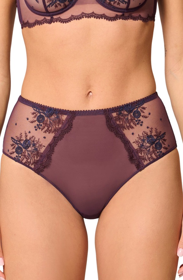 シモーヌペレール レディース アンダー御召しもの ズボン下 お花柄 刺しゅう お花 Simone Perele Intrigue Floral Embroidered Briefs Fig