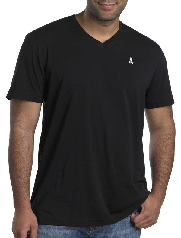 サイコバニー メンズ トップス Tシャツ Vネック ロゴ Psycho Bunny Logo V-Neck T-Shirt Black ブラック