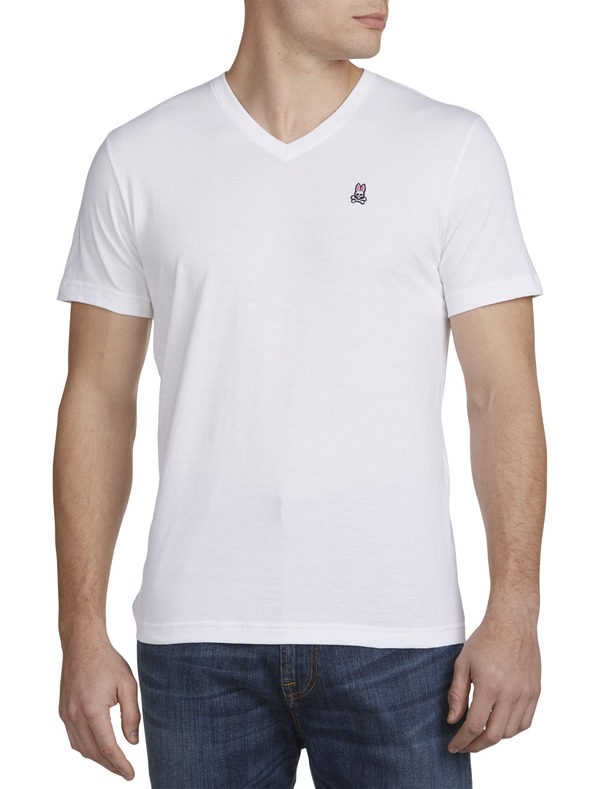 サイコバニー メンズ トップス Tシャツ Vネック ロゴ Psycho Bunny Logo V-Neck T-Shirt White ホワイト