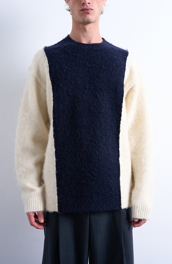 トップマン メンズ アウター パーカー・スウェット セーター Topman Fluffy Paneled Sweater Navy ネイビー