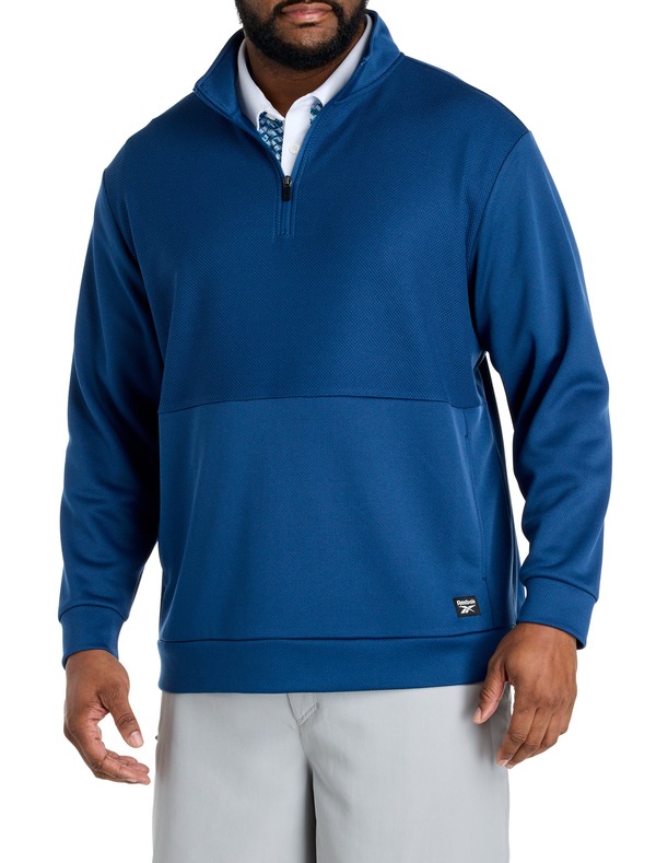 リーボック メンズ アウター 上衣・上衣 トール 編み物 Reebok Big \u0026 Tall Performance Double-Knit 1/4-Zipullover Batik Blue 青味