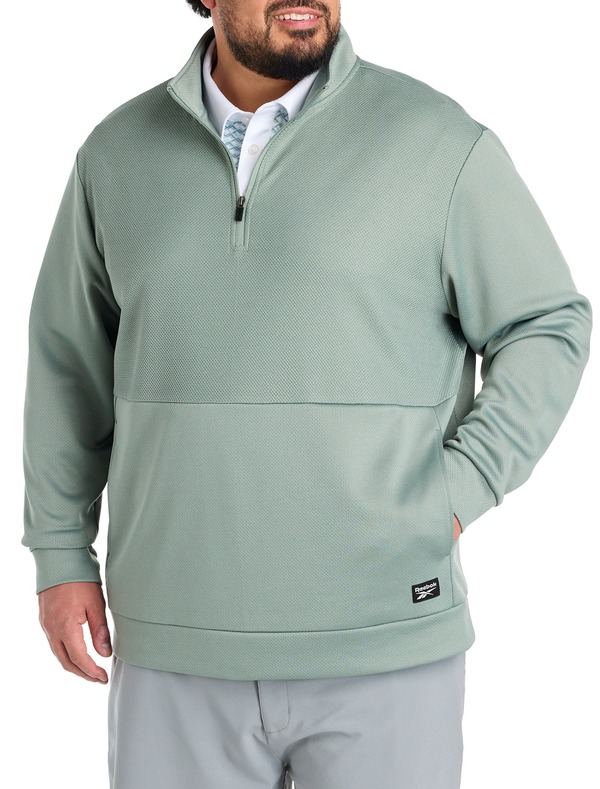 リーボック メンズ アウター 上衣・上衣 トール 編み物 Reebok Big \u0026 Tall Performance Double-Knit 1/4-Zipullover Light Fog