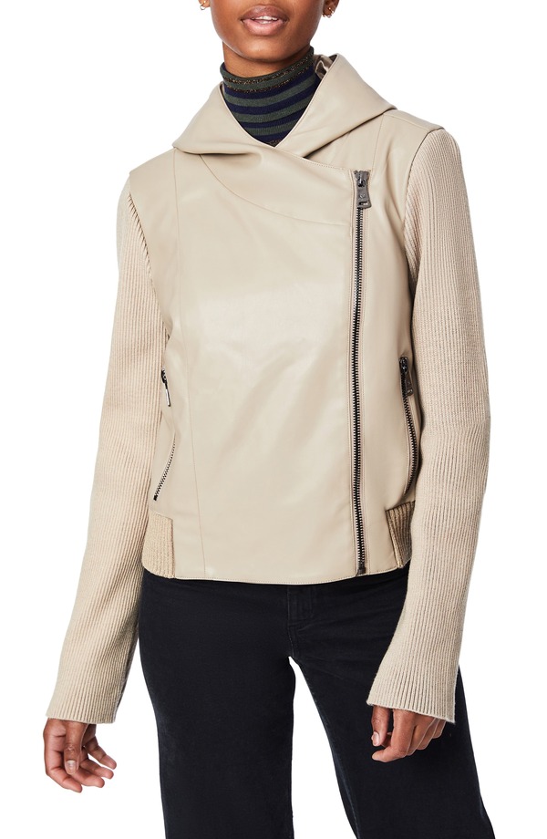 ベルナルド レディース アウター ジャケット・ブルゾン レザー ニット フェイクレザー Bernardo Faux Leather & Knit Moto Jacket Alpaca