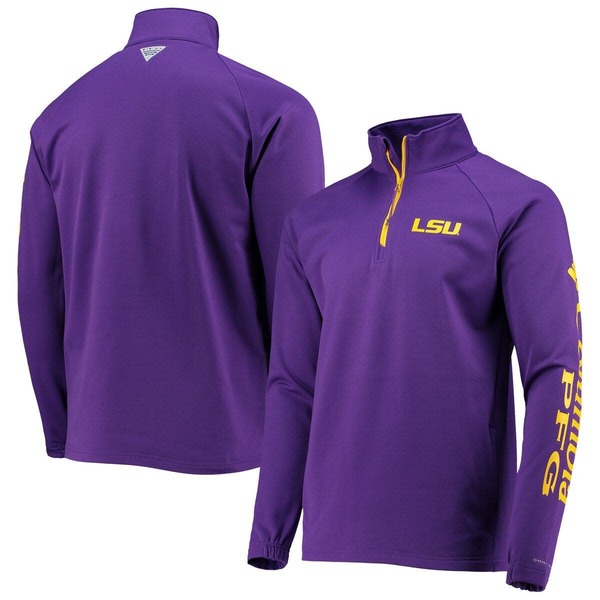 コロンビア メンズ アウター 上衣・上衣 フリース Men\u0027s Columbia Purple LSU Tigers Terminal Tackle Fleece Raglan Omni-Shade Quarter-Zip Jacket Purple パープル