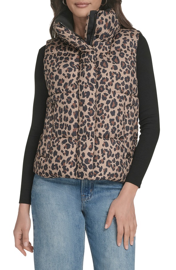 リーバイス レディース アウター ジャケット・ブルゾン キルティング ベスト Levi's Quilted Puffer Vest Leopard アニマル