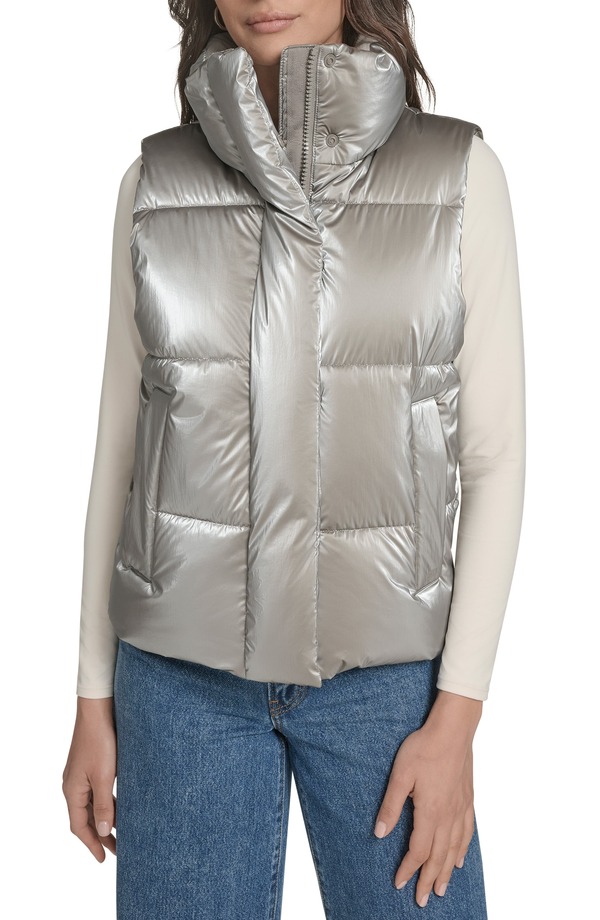 リーバイス レディース アウター ジャケット・ブルゾン キルティング ベスト Levi's Quilted Puffer Vest Silver シルバー