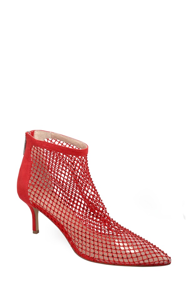 チャールズ・デイビッド レディース シューズ ブーツ・レインブーツ メッシュ Charles by Charles David Afterhours Rhinestone Mesh Bootie Fiery Red レッド|ReVida 店