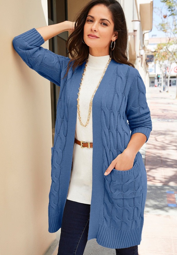 ジェシカロンドン レディース アウター パーカー・スウェット セーター Jessica London Cable Duster Sweater Dusty Indigo インディゴ｜ReVida 店