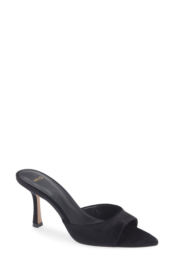 マンゴ レディース シューズ サンダル ベルベット MANGO Velvet Slide Sandal Black ブラック