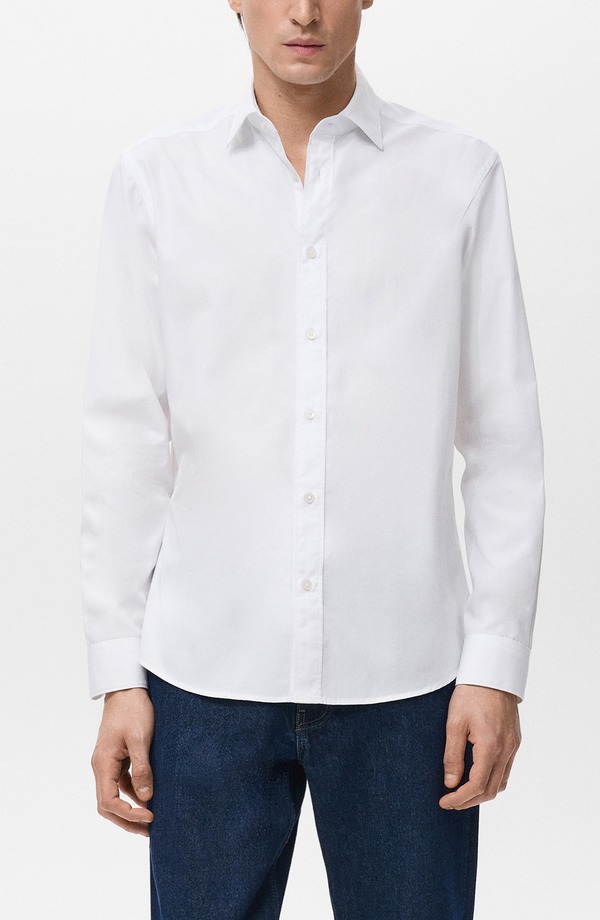 マンゴ メンズ トップス シャツ レギュラーフィット MANGO Solid Regular Fit Button-Up Shirt White ホワイト 15,961円