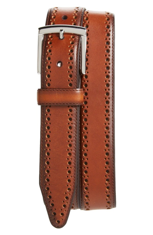 ジョンストンアンドマーフィー メンズ 付属品 胴締め なめし革 Johnston \u0026 Murphy Perforated Leather Beltan タン