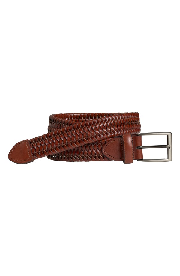 ジョンストンアンドマーフィー メンズ 付属品 胴締め なめし革 Johnston \u0026 Murphy Braided Leather Belt Cognac