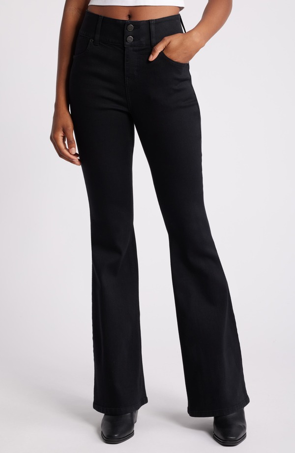 1822 デニム レディース ボトムス デニムパンツ ハイウエスト ジーンズ 1822 Denim Fit & Lift High Waist Flare Jeans Black ブラック