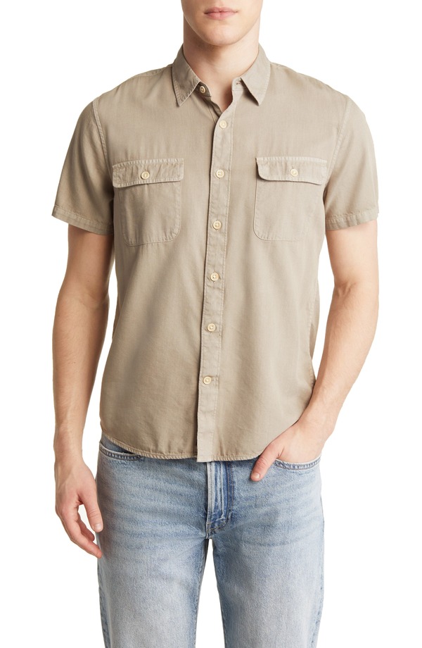 ラッキーブランド メンズ トップス シャツ Lucky Brand Lived-In Short Sleeve Button-Up Shirt Silver Sage セージ