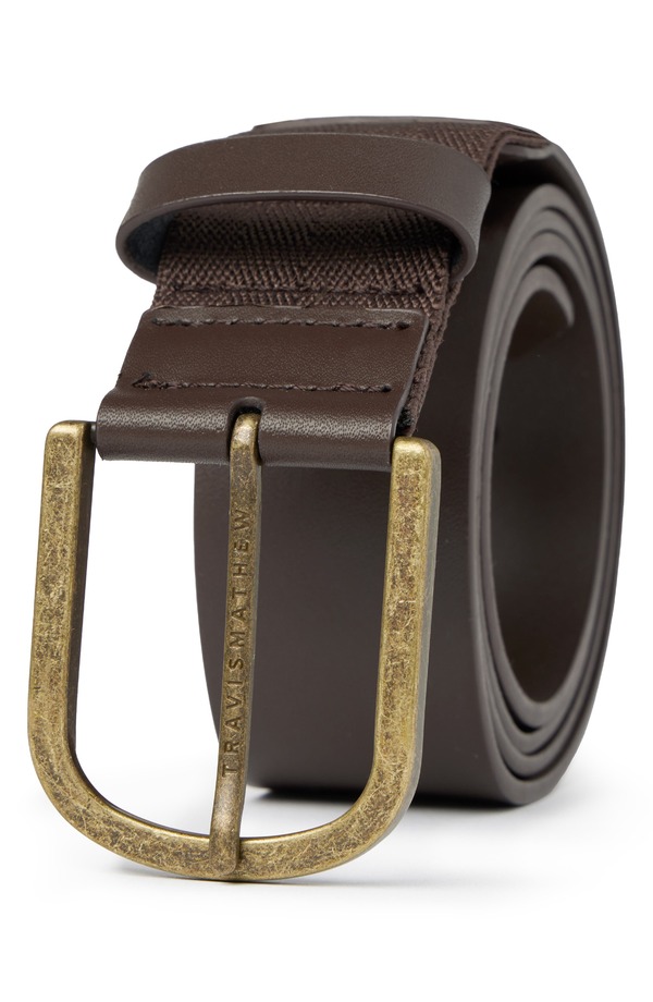 トラビスマヒュー メンズ 付属品 胴締め なめし革 TravisMathew Jinx 2.0 Leather Belt Dark Brown 赤銅色