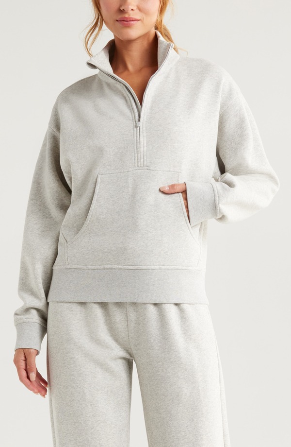ゼラ レディース アウター パーカー・スウェット ハーフジップ シャツ フリース Zella Cloud Fleece Half Zip Sweatshirt Grey Light Heather グレー|ReVida 店