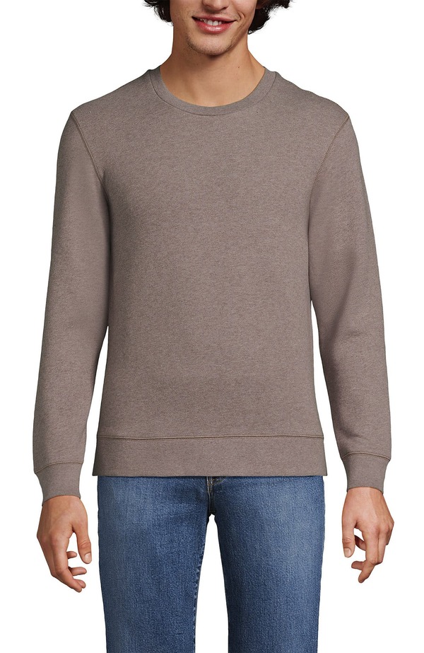 ランズエンド メンズ アウター パーカー・スウェット クルーネック シャツ Lands' End Long Sleeve Seriousweats Crewneck Sweatshirt Light Bark Heather ヘザー