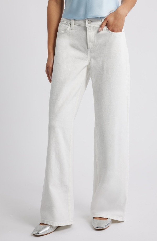 ビーピー レディース ボトムス ジーンズズボン下 ワイドレッグ ローライズ デニム BP. Low Rise Baggy Wide Leg Jeans White 白いこと