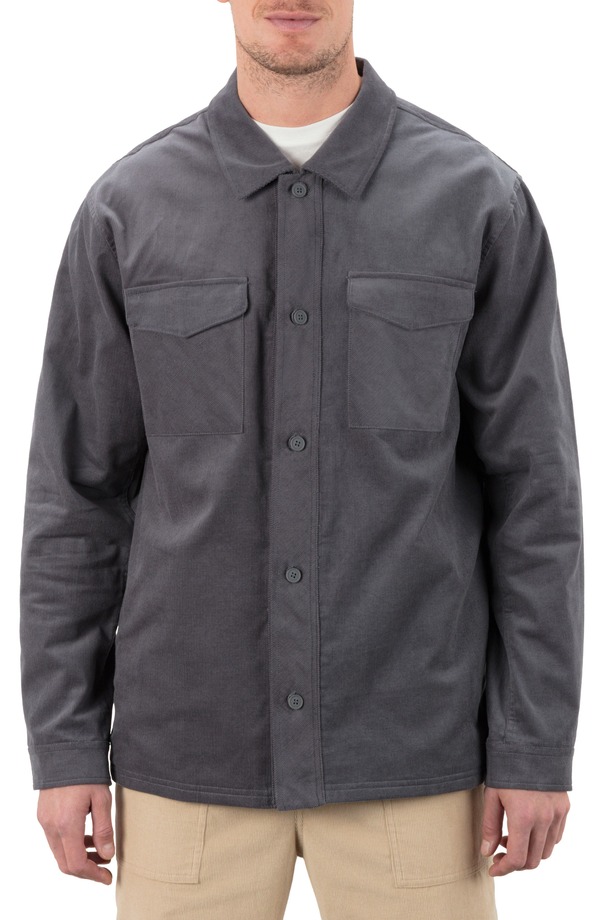 ハーレー メンズ アウター 上衣・上衣 コール天 プルオーバー Hurley Lido Corduroy Overshirt Ion Grey 薄墨色