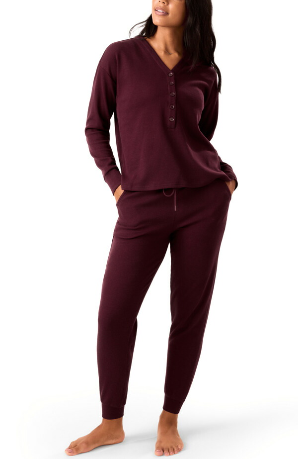 キンドリッド ブレイブリー レディース アンダーウェア ナイトウェア マタニティ Kindred Bravely Waffle Maternity & Nursing Lounge Set Deep Burgundy バーガンディ