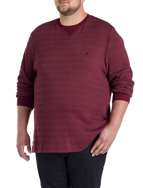 ナウティカ メンズ アウター パーカー・スウェット クルーネック トール セーター ニット Nautica Big & Tall Waffle-Knit Crewneck Sweater Zinfandel｜ReVida 店