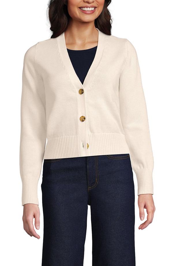 ランズエンド レディース アウター パーカー・スウェット Vネック セーター カーディガン Lands' Endrifter Vneck Dress Cardigan Sweater Fresh Ivory アイボリー
