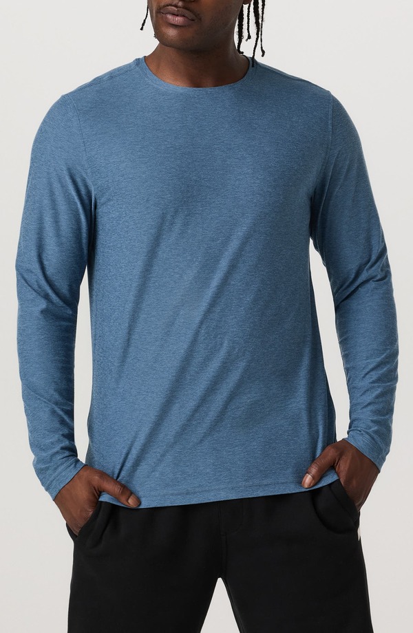 ビュオーリ メンズ トップス Tシャツ Vuori Long Sleeve Strato Tech Tee Pool Blue Heather ヘザー