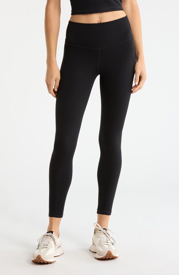 ゼラ レディース ボトムス カジュアルパンツ ハイウエスト レギンス Zella Thrive Rib High Waist 7/8 Leggings Black ブラック