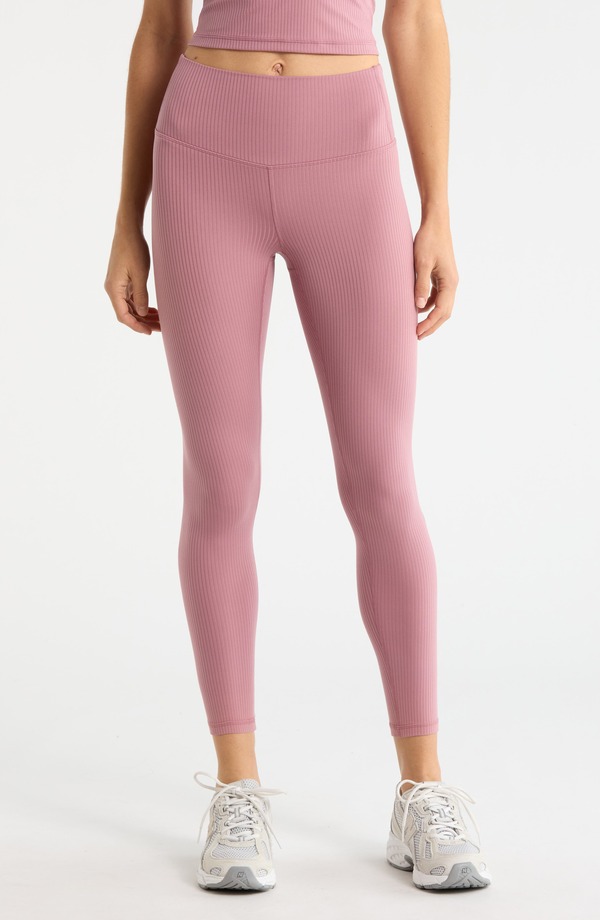 ゼラ レディース ボトムス カジュアルパンツ ハイウエスト レギンス Zella Thrive Rib High Waist 7/8 Leggings Purple Wistful パープル